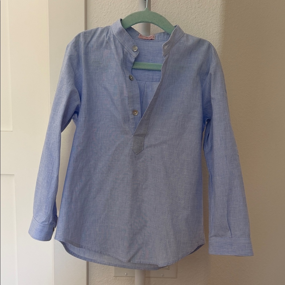 La Coqueta Light Blue Boys' Long-Sleeve Mandarin collar Shirt